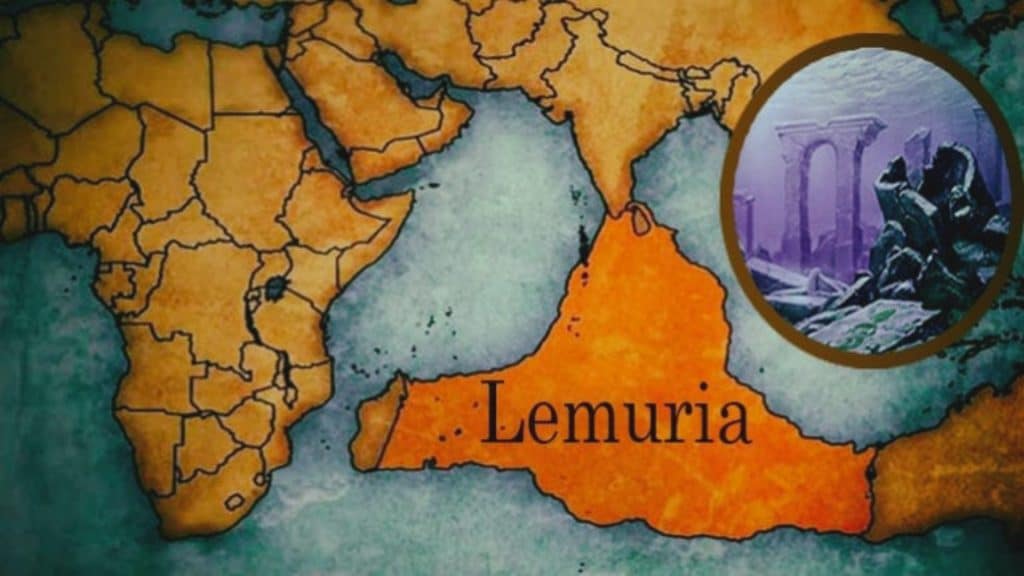 Map of the mythical continent of Lemuria known as Kumari Kandam