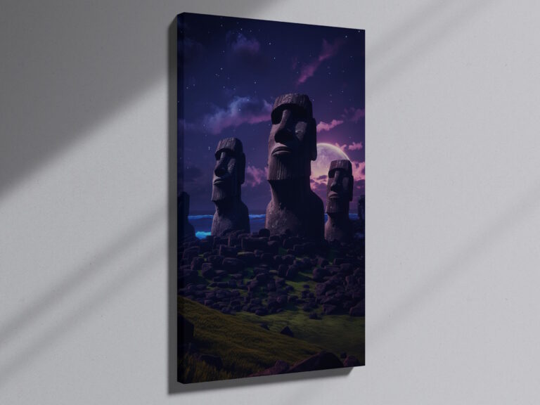 moai statues of easter island artwork